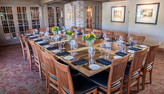 Fireplace room for private parties and group events in Boulder, Colorado
